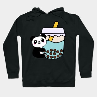 Baby Panda Hugs Bubble Tea Kawaii Blue Boba Tea Hoodie